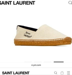 Like New Saint Laurent Embroidered Canvas Espadrilles.